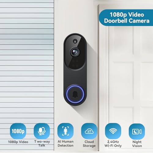 Doorbell Camera M52, Security Camera Outdoor/Indoor, 1080 HD with Night Vision, 4 Infrared Lights, 120° Wide View, Motio - Additional View