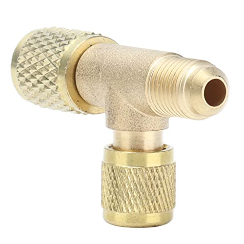 Adaptador de válvula de escape para aire acondicionado y refrigeración, 1/4 SAE, para R22, R12, R134, con material de latón, instalación sencilla miniatura 4