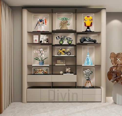 Image of Divin Acrylic Display for Organizing Collectibles Clear Box Display Action Figures Home Storage (White+Clear, 10X10X10 Cm: 4X4X4 inch)