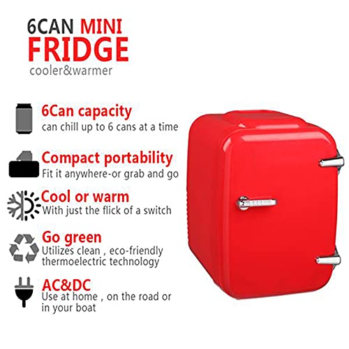 GYAM Mini Fridge 5 Liter, with AC/DC Power, Portable Small Refrigerator, Hot and Cold Box for