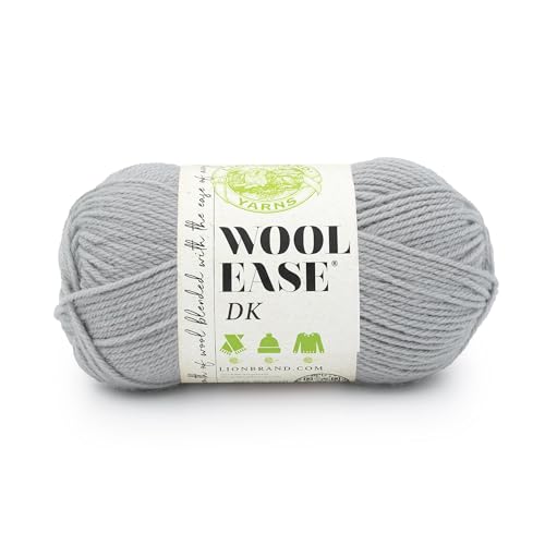 Lion Brand Yarn Acrylic Wool Blend Wool-Ease DK Yarn for Knitting Crocheting and Crafts Quiet Grey 1 Pack