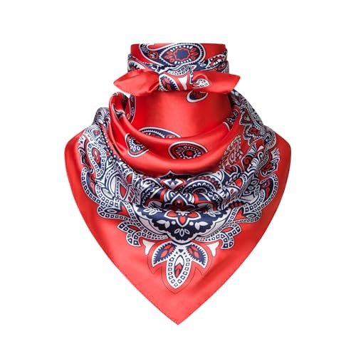 Image of 35 inch Men's Silk Cowboy Scarf - Oversized Western Bandana Neckwear, Large Square Scarf with Gift Packaging