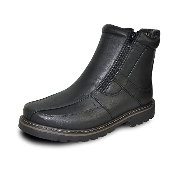 bravo! Men Waterproof Winter Boot DEAN-12 with Fur Lining and Double Zipper Black Men Size 10