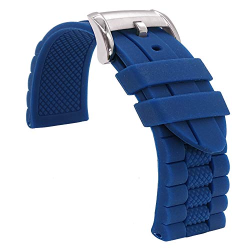 TIME4BEST Strap Silicone Watch Band Rubber Watch Bands Waterproof Sport Dive Watch Strap 20mm 22mm 23mm Watch Replacement Black Watch Bands Blue Watchband (20mm, Blue)