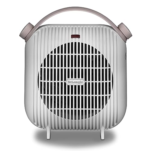 De'Longhi HFS30B24.W Ventilateur de table, 2 niveaux de puissance, ventilation d'été, protection anti-goutte, poignée, système anti-basculement, lumière, protection...