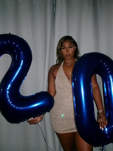 Image of 40 Inch Night Blue Number 2 Balloon, 2nd Blue Birthday Party Decorations | 40 Inch Night Blue inflatable foil number balloons, large birthday decorations for 2nd birthday