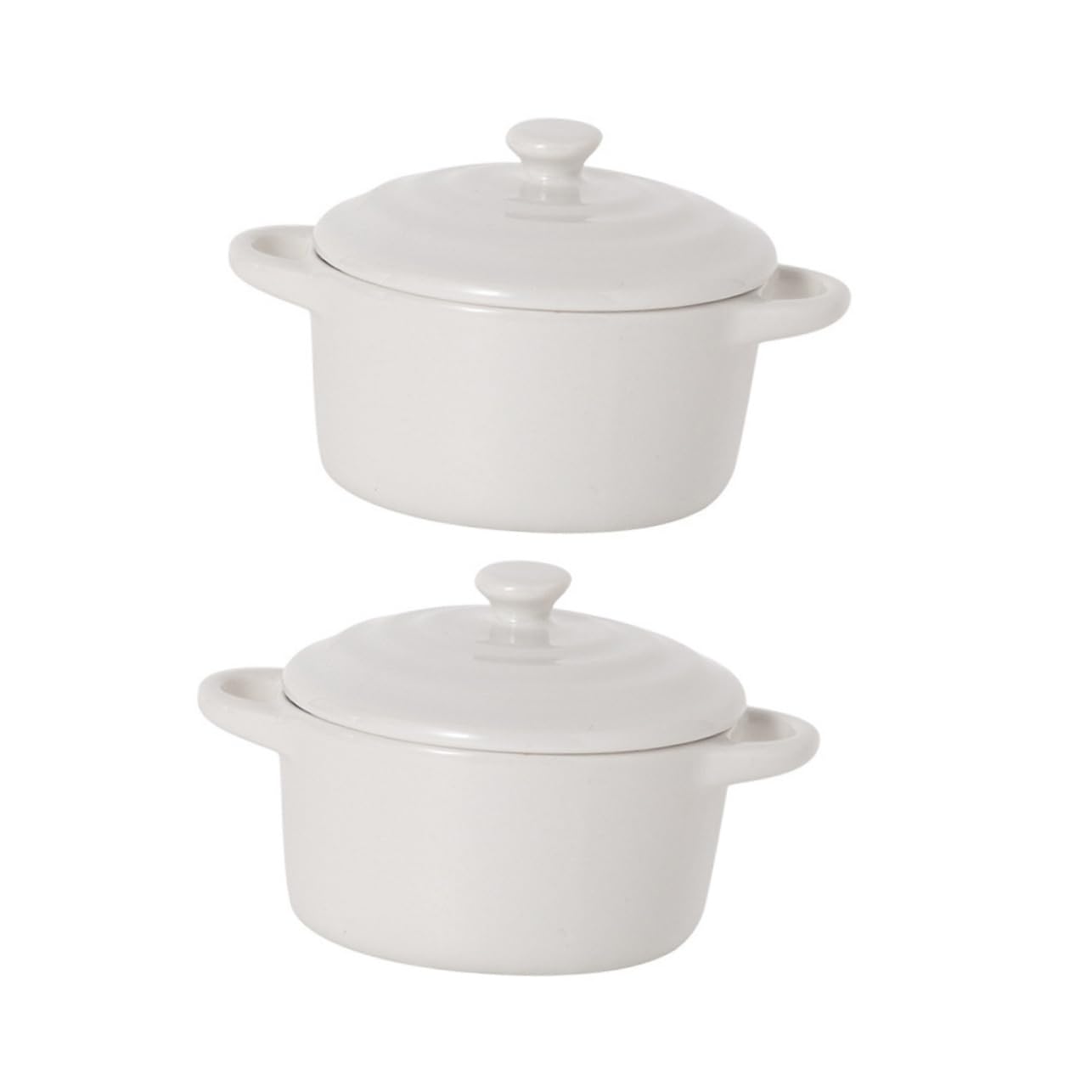 PRETYZOOM 2pcs Binaural Baking Bowl Clay Pot for Cooking Air Fryer Baking Pan Fiestaware Pie Dish Cereal Bowl Soup Bowls with Handles Chicken Pot Cookware Ramekin Ceramics White