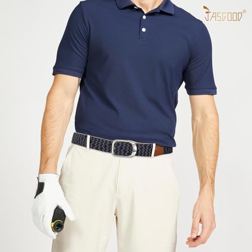 Image of JASGOOD Stretch Belt for Men, Men Women Elastic Woven Braided Belt 1 3 /8 Casual Belt Golf Belt for Jeans Pants