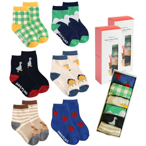 Dailylike Baby Boys Girls Non Slip Grip Ankle Socks with Anti Skid Grippers for Infants Toddlers Kids 6 Pairs