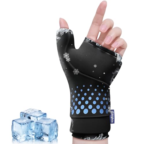 Wrist &Thumb Ice Pack Wrap -Cold&Hot Therapy Thickened Ice Gel- Hand Ice Pack & Ice Glove for Arthritis Carpal Tunnel Relief Tendonitis Injuries & Recovery-Fits Men and Women (Black S/M)