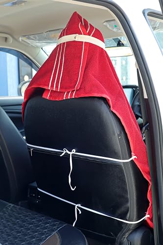 Image of ROMAN HOME 100% Superfine Cotton Solid Large Luxury All Car Seat and Office Chair Towel with Tie Knot & elistick 450 GSM (Pack of 1) (1, car red)