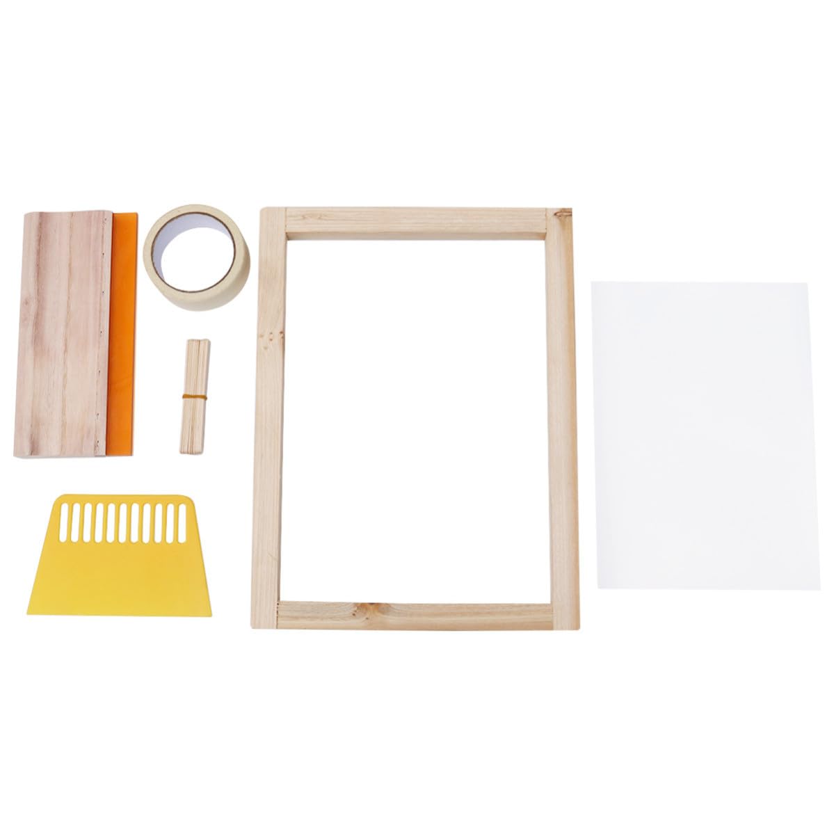 HEALLILY Kit per Serigrafia Fai da Te 19 Pezzi in Legno e Plastica, Strumenti di Stampa Riutilizzabili e Facili da Staccare per Attività Familiari Colore Casuale