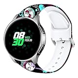 Halloween Christmas Jack Skellington Sally 20mm Bands Compatible with Samsung Galaxy Watch 6/ Watch 5 Pro 45mm/Watch 4 40/44mm/Galaxy Watch 42mm/Watch 3 41mm/Active 2/Gear S2 Classic/Sport/Garmin Vivoactive 3 Band Cartoon Skull Soft Silicone Sports Adjustable Strap Men Women Kids (Colorful Jack&Sally)