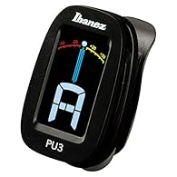 The Ibanez PU3 is a simple and efficient clip tuner It has an automatic on/off switch The display shows whether the pitch is higher, lower or correctly matched via different colours Tuning range: A0 (27.5 Hz) - C8 (4186.0 Hz) Calibration: A4 = 440 Hz