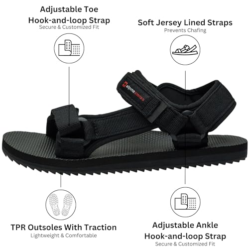 Alpine Swiss Reid Men’s Sport Sandals | Athletic Open Toe Outdoor Walking Shoes | Adjustable Straps | Cushioned EVA Footbed with Arch Support | Durable & Stylish Summer Comfort Sandals2