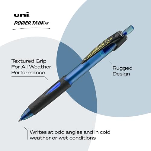 Image of uniball Power Tank RT Ballpoint Pens, Medium Point (1.0mm), Blue, 12 Pack