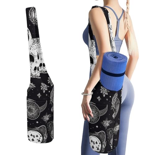 Sac tapis de yoga gothique chat et lune grand sac en toile pour Pilates