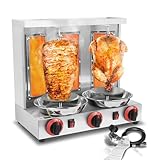 XXUNYNUIN 3 Burners Shawarma Grill Machine Gas Vertical Rotisserie Chicken Machine, 30 lbs Capacity Countertop Rotating Broiler Gyro Meat, 110V