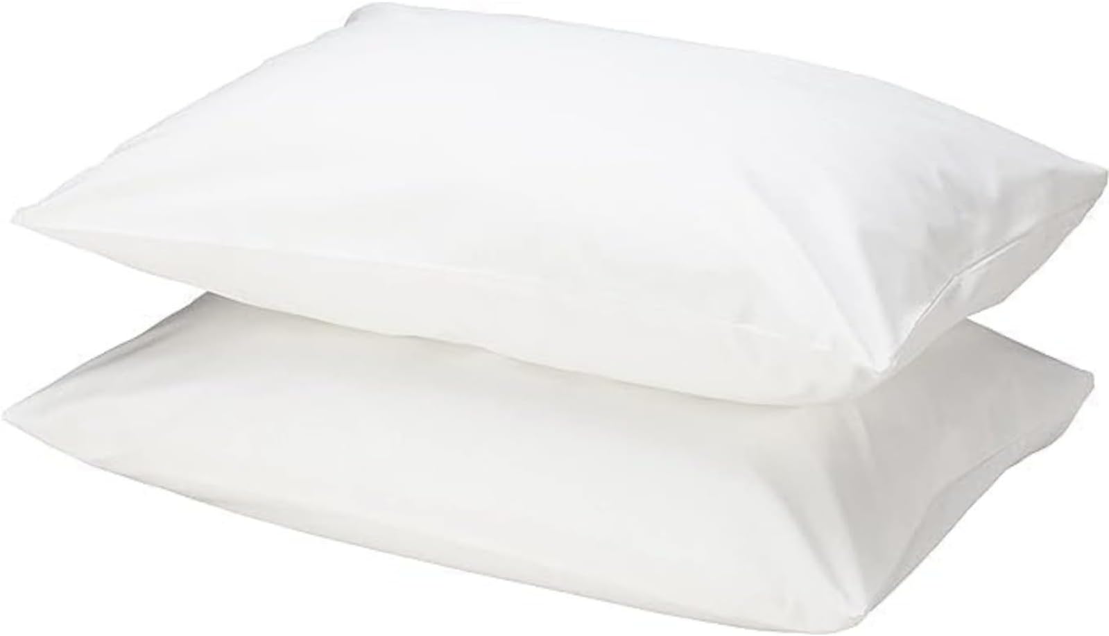 2piece Cotton White Pillowcases King Size White 100% Cotton- 144 Thread Count Pure Cotton Pillow Cases- 50x75cm Pillow Cover- Luxury Sateen Weave- Cotton Pillow Covers Hotel Bed Linens (White)
