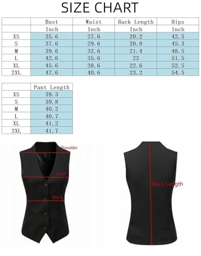 Women's 2 Piece Outfits Solid Waistcoat Suits Casual Vest Pant Sets3