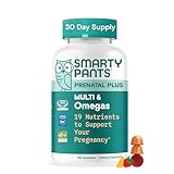 SmartyPants Prenatal Multivitamin Gummies - Improved Formula: Omega 3 (DHA/EPA), Methylfolate, Biotin, Vitamin D3, C, Vitamin B12, B6, Vitamin A, K & Zinc, Gluten Free, 120 Count (40 Day Supply)