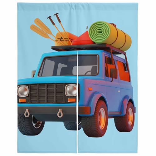 のれん 目隠し 遮光 暖簾 間仕切り 芸術 3D ワゴントラック キャンプ 自動車 厚手 防寒 防音 断熱 ロング 半間のれん リビング 和風 カーテン プライバシー保護 玄関 キッチ リビング 飲食店 出入り口 室内インテリア 温泉 施設向け バスルーム