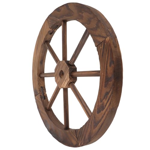 Roue vintage en bois objet ornemental mural style rustique