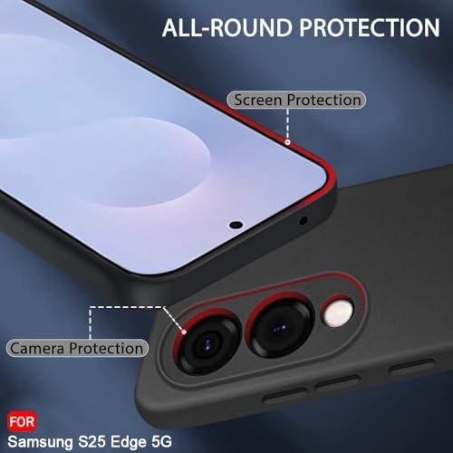 Image of TheGiftKart Sleek Back Cover Case for Samsung Galaxy S25 Edge 5G | Slim Fit Protective Design | Ultra Matte Finish | Camera Protection Bump | Soft Silicon Cover for Samsung S25 Edge (Silicone, Black)