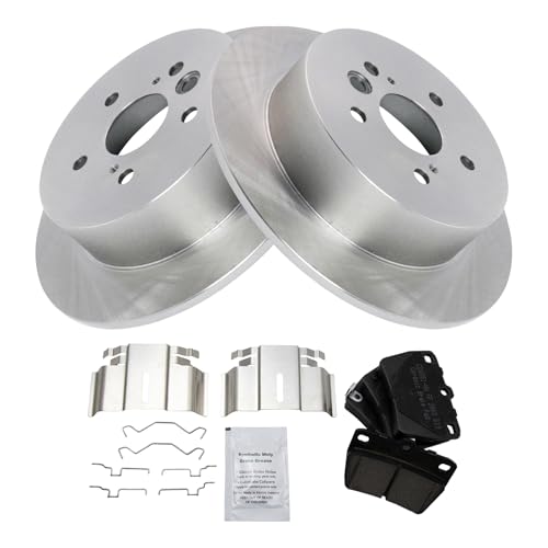 Image of TRQ Rear Brake Pad and Rotor Set Ceramic Compatible with 2004-2005 Toyota RAV4
