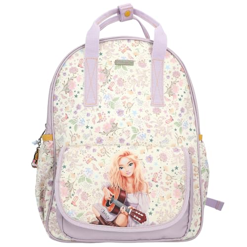 Depesche 13672 TOPModel Cowgirl - Mochila en Morado y Crema, con Motivo de Modelo y Estampado de Flores, Bolsa con Correas Ajustables
