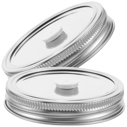 BUTIFULSIC 2piezas Tapas de Acero Inoxidable para Tarros con Sellado al Vacío Kit para Conservación de Alimentos Diseño Dividido Fácil de Usar Válvula de Vacío para Almacenamiento Seguro