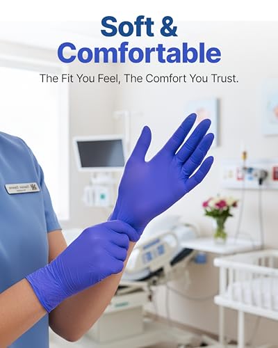 Schneider Nitrile Exam Gloves, Dark Blue, Disposable Gloves, Latex-Free, Powder-Free, Food Safe for Cleaning, Cooking, Household Use,100 Count,Size Large
