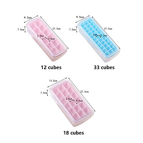 Verthome Ice Cube Tray With Removable Cover & Ice Scoop, Ice Cube Mold Box (Green - 18 Cubes) #TOP6