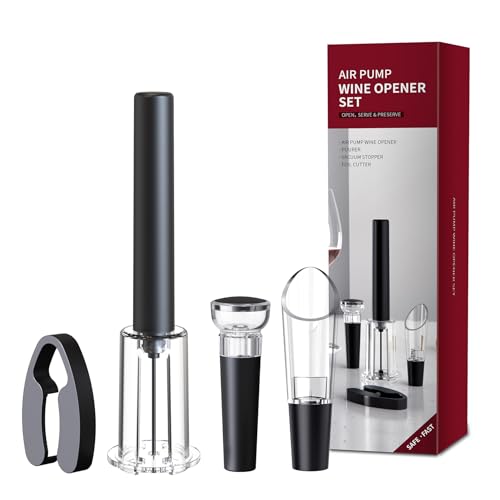 FBBULES Druckluft Korkenzieher Set, Weinöffner mit Kapselschneider, Vakuum Weinverschluss & Weinausgießer, Professionelles Funktional, Ideal Geschenk für Weinliebhaber Weihnacht Geburtstag