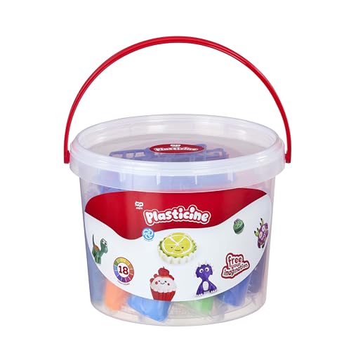 Plasticine The Original Big Bucket Set Original Modelling Clay with 18 Sticks Tools & Instructions in Carry Reusable Mess-Free Craft Kit for Kids Ages 5+