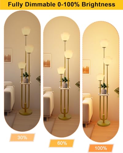 Image of 63IN Floral Floor Lamp with Table, 3-Lights Dimmable Flower Floor Lamps for Wedding Party, 3000K Warm White Modern Tall Standing Lamp with 5Lbs Heavy Base for Living Room /Bedroom