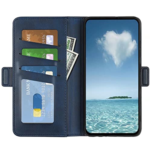 Coque Samsung Galaxy A06 en cuir de vachette véritable bleu à rabat