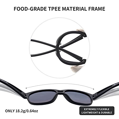 Kids Sunglasses TPEE Unbreakable Frame Polarized Sports Glasses with Adjustable Strap For Boys Girls Age 5-124