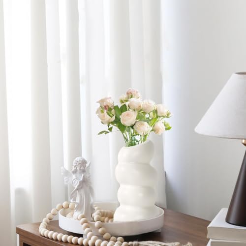 White Flower Vases Plastic Spiral Vase Modern Fall Minimalist Vase Small Pampas Grass Decorative Vases Flower Arrangement Container for Home Decor Wedding Table Party (1Pcs) - Image 4