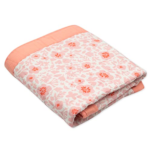 HonestBaby Hand-Quilted Baby Blanket Reversible 100% Organic Cotton for Infant Boys, Girls, Peach Skin Papercut Floral, One Size4
