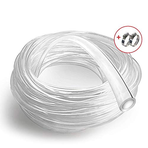 ManGo Trading 3/8 inch ID 1/2 inch OD Vinyl PVC Tubing, 10+10 ft Crystal Clear, Very Flexible, Bonus: 4 Hose Clamps - Aquarium, Hydroponic, Sprinkler, Dishwasher, Beer/Wine Dispensing, 3/8' ID 20 feet