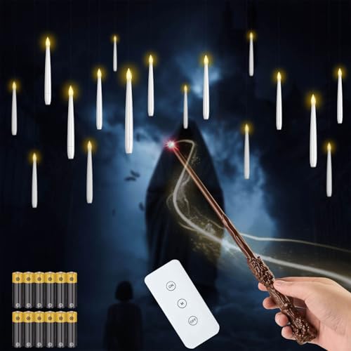 MozkeTo19 Schwebende Kerzen mit Zauberstab, LED Stabkerzen mit...