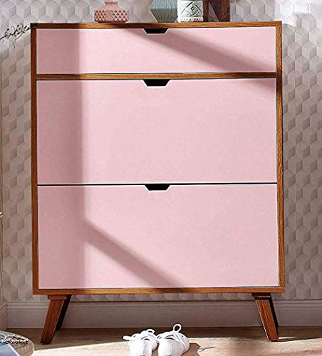 Image of APRODZ Mango Wood Mehm Shoe Cabinet for Home | Shoe Rack Organiser | Pink and Brown Finish