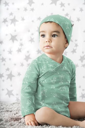 Babysoy Organic Baby Newborn Long Sleeve Pattern Kimono Wrap Around Side Snap Bodysuit/Onesie for Unisex Infants2