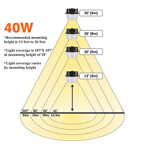 Shine Tech LED Security Area Light 40 Watts - Barn Light Dusk to Dawn with Photocell - Ultra Bright Yard Light 5500 Lumens, 5000K, 400W Incandescent or 150W HID Light Equal, 5-Year Warranty - Thumbnail 4