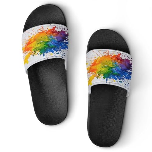 Pantoufles à encre arc-en-ciel pour cocooning coloré à la maison en taille 43