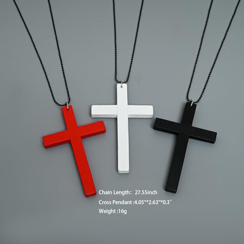 Chunky Cross Necklace for Men Women Goth Y2k Big Wooden Cross Pendant Necklace Halloween Nun Witch Costume Christmas Christian Gifts2