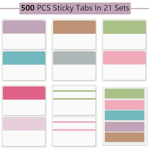 Image of ELII 500 PCS Sticky Tabs 2 Inch Index Tabs,Page Markers File Tabs | Self Adhesive, Labels for Pages Notebook,Repositionable, Tape Flags Books, Binders,File Folders,Smooth Writing
