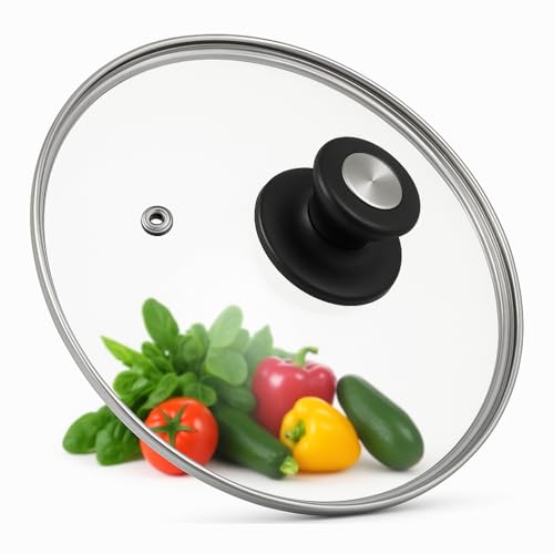 CHEFZOCO Tapa de Cristal para sarten, Tapa de Vidrio Multiusos, Tapadera de Cristal para Olla,...