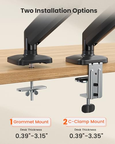 Image of ErGear Single Monitor Arm, Adjustable Monitor Mount for 17-49 inch Screens, Computer Monitor Stand with VESA Mount, C-Clamp & Grommet Base, Max Load 22 lbs, Max VESA 100x100mm, EGSS25B